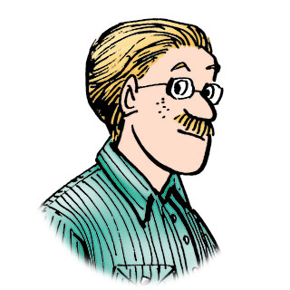 Anthony is a tall, blonde white man with a mustache.