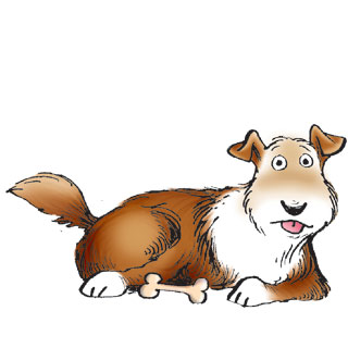 Dixie the sheltie, lying down with her tongue out.