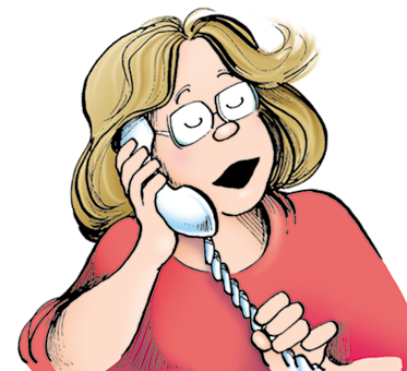 Elizabeth talks on the phone.