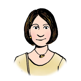 Aunt Georgia with short brown hair in a bob.