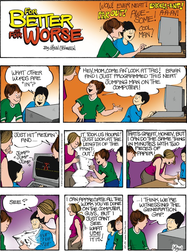 An FBorfW comic about computer animation vs. old-style flipbooks