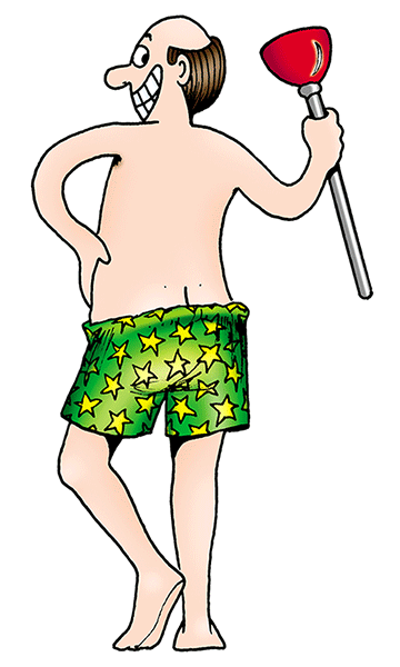 Ned Tanner doing some plumbing.