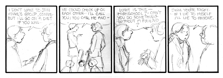 Connie, Anne and Elly all decide to go to a weight control group.