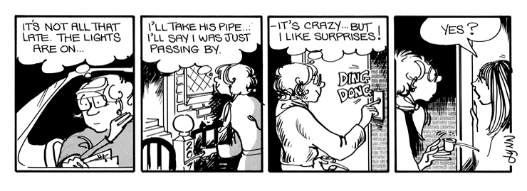 Connie knocks on Phil's door and a woman answers.