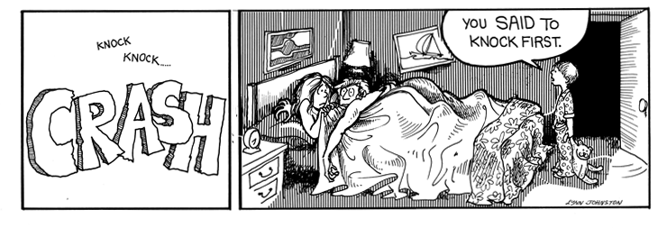 Michael barges in on John and Elly in bed.