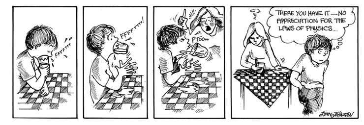 Michael uses physics to stick a glass of water to his face with suction.