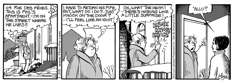 Connie knocks on Phil's door and a woman answers.